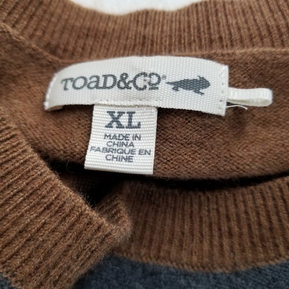 TOAD & CO Color Block Trillium Lambswool Crew Womans Sweater Brown Gray Size XL - Picture 5 of 12